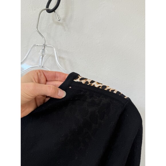 Equipment Femme Wool Leopard Print Sweater Medium Black Tan Long Sleeve Pullover - Picture 5 of 6